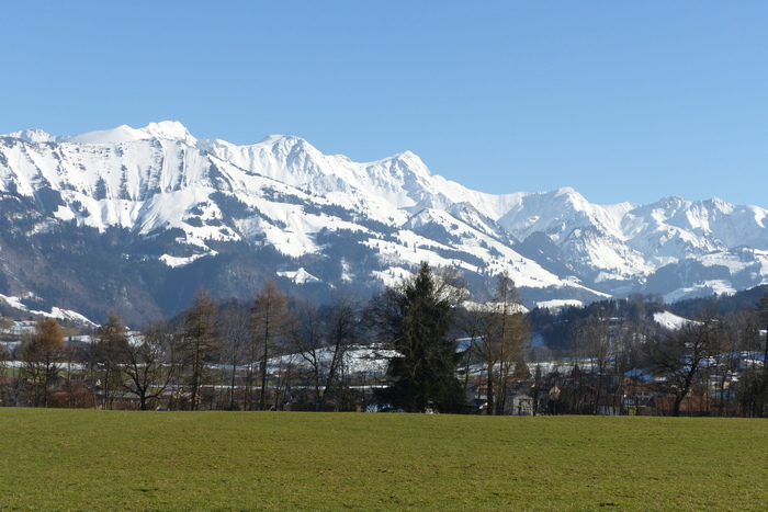 La ferme est située à Bulle, non loin du village de Gruyère, au pied des alpes suisses.
