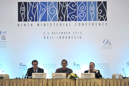 Le directeur de l'OMC a estimé que l'accord de Bali était un « pas important » vers la réalisation du vaste programme de libéralisation des échanges commerciaux lancé en 2001 dans la capitale du Qatar, Doha, mais resté jusqu'à présent lettre morte. Photo :  WTO/ANTARA
