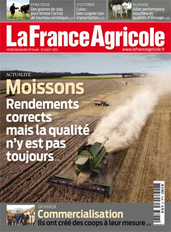 Couverture de La France Agricole du 10 août 2012 (n° 3448).
