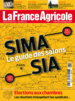 Couverture de La France Agricole du 15 février 2013 (n° 3474).