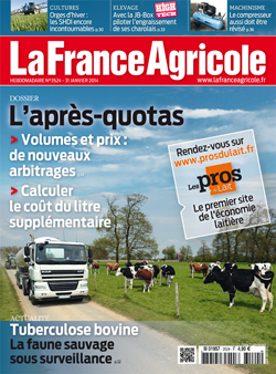 Couverture de La France Agricole du 31 janvier 2014 (n° 3524).