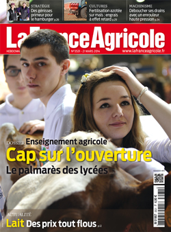 Couverture de La France Agricole du 21 mars2014 (n° 3531).