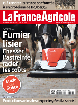Couverture de La France Agricole du 22 août 2014 (n° 3552).