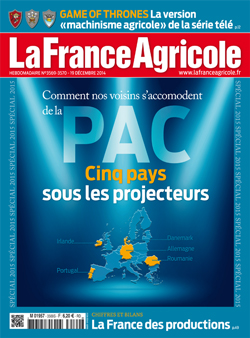 Couverture de La France Agricole du 19 décembre 2014 (n° 3569-3570).