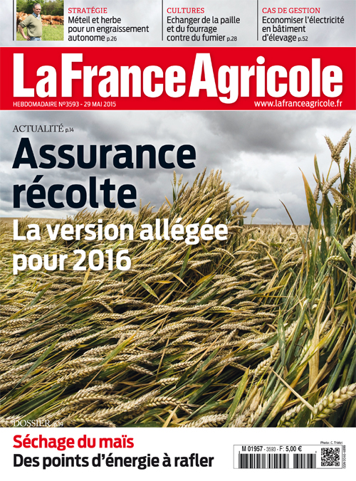 Couverture de La France Agricole du 29 mai 2015 (n° 3593).