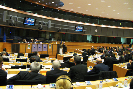 Colloque sur les droits de plantation de la vigne organisé par le Parti populaire européen au Parlement européen de Bruxelles le 19 mars 2012. © B. COLLARD